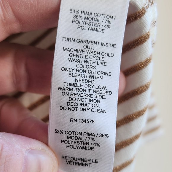 Vineyard Vines Gold/Cream Scoop Neck Striped Jersey Size Medium - Picture 7 of 11